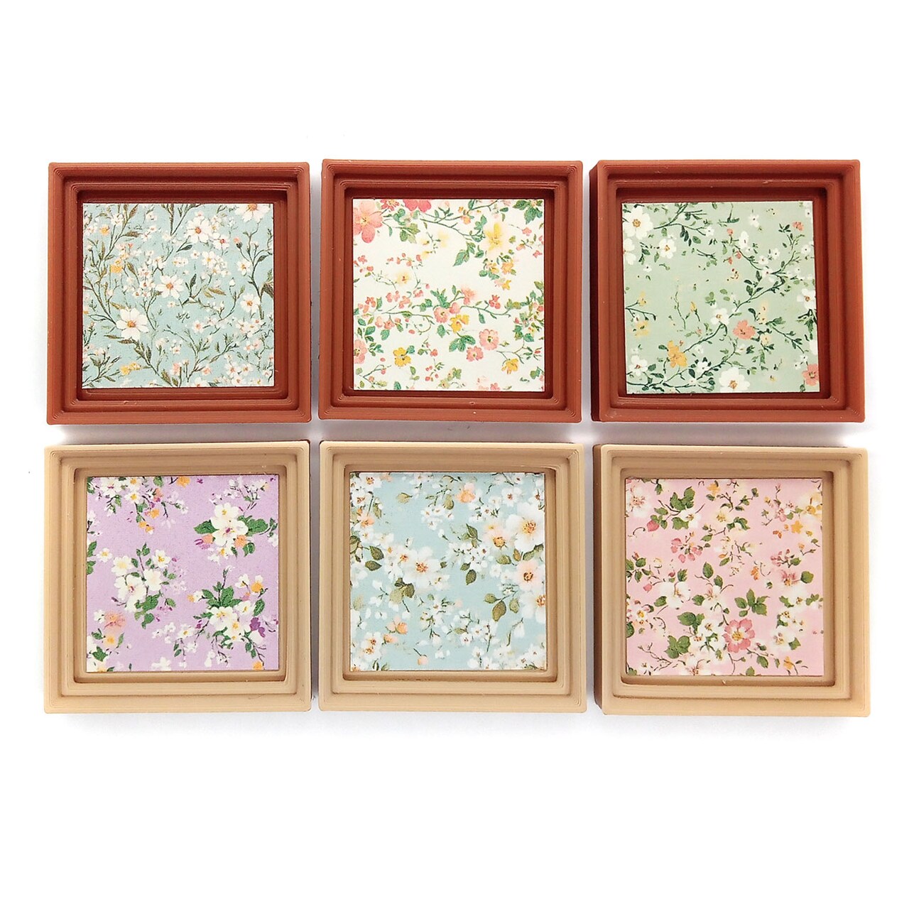 Floral Wall Art for Dollhouse Decor, Pastel Spring Designs, 6 pcs, Adorabilities
